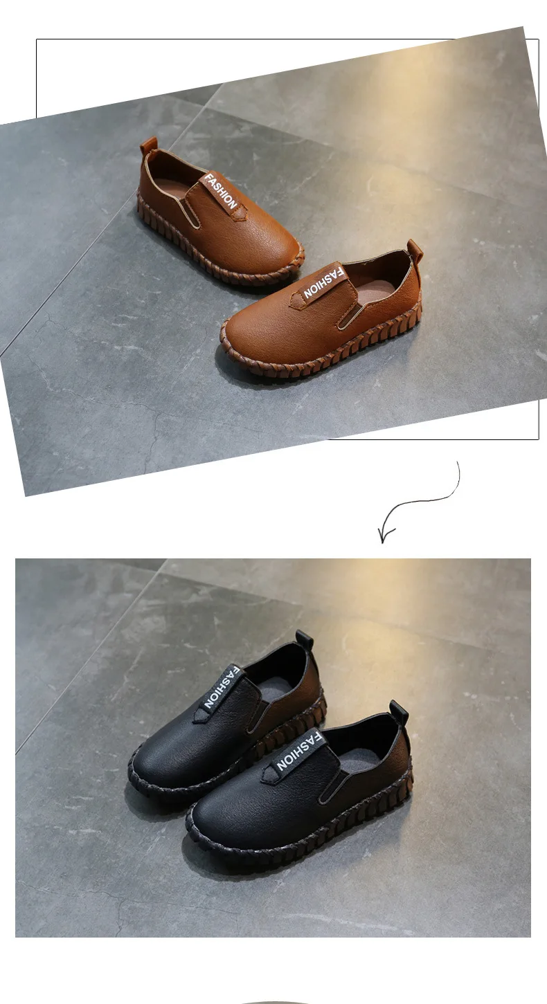 Дышащая черная обувь для мальчиков; Детские кроссовки в британском стиле из искусственной кожи для выступлений; кроссовки в стиле кэжуал; Прямая