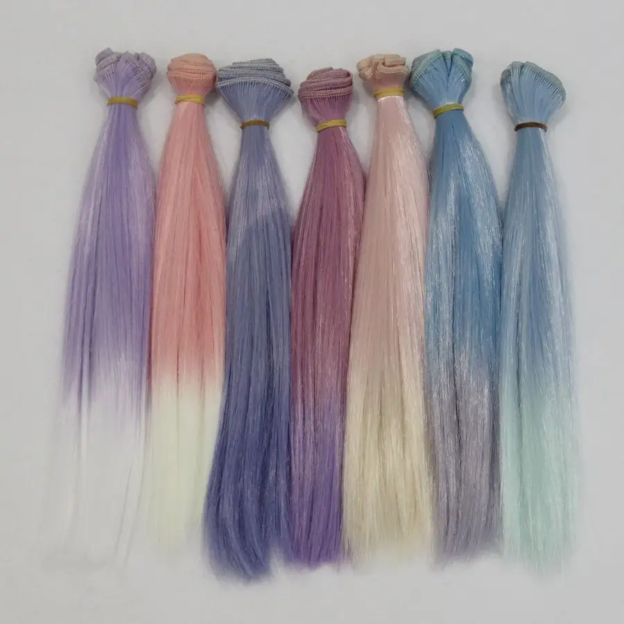 

New 25cm Wholesales Gradient Color Straight Hair/wigs For BJD for Blyth Dolls Diy Handmade Doll Trees Dolls DIY Accessories