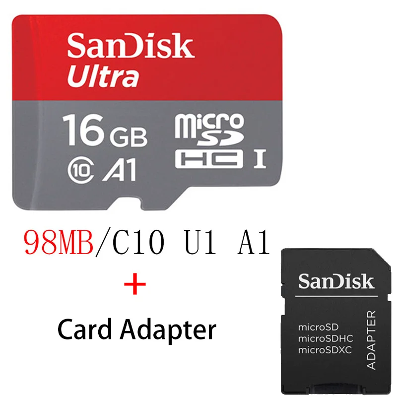 Карта Micro SD SanDisk 100 МБ/с./с 256 ГБ 128 Гб 64 ГБ 32 ГБ 16 ГБ U3/U1 V30 A1 класс 10 карта памяти SDXC SDHC microsd флэш-карта TF - Емкость: SQUNC-016G-AP