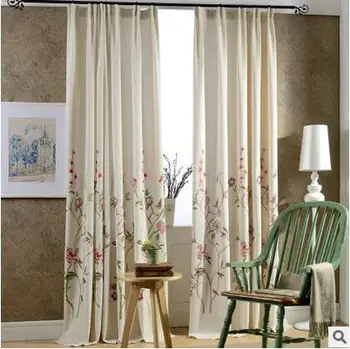 

2016 New Arrival Cotton Linen Embroidered Curtains Pastoral Style Luxury Curtain Blinds for Study Room With Floral Pattern