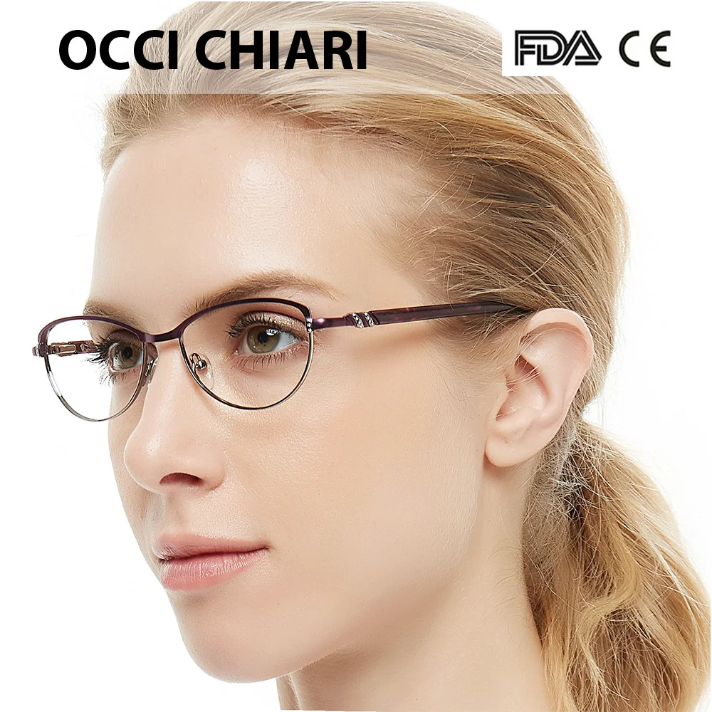 

OCCI CHIARI Vintage Metal Computer Anti-blue Ray Glasses Women Clear Eyeglasses Frame Cat Eye Diamond Eyewear Mother Gift COMIN