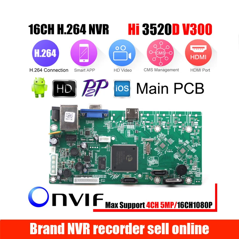  XMEye P2P 16CH 1080P CCTV NVR Board HI3520D 4CH 5MP 16CH 1080P Video Recorder Module 2 SATA Ports O - 33034990318