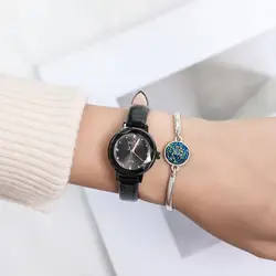 2018 Элитный бренд для женщин часы розовое золото Личность Романтический наручные часы кожа горный хрусталь дизайнер дамские часы