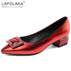 Lapolaka/2019 Модные слипоны с острым носком, большие размеры 32-43, женские туфли-лодочки, женские офисные туфли-лодочки на не сужающемся книзу