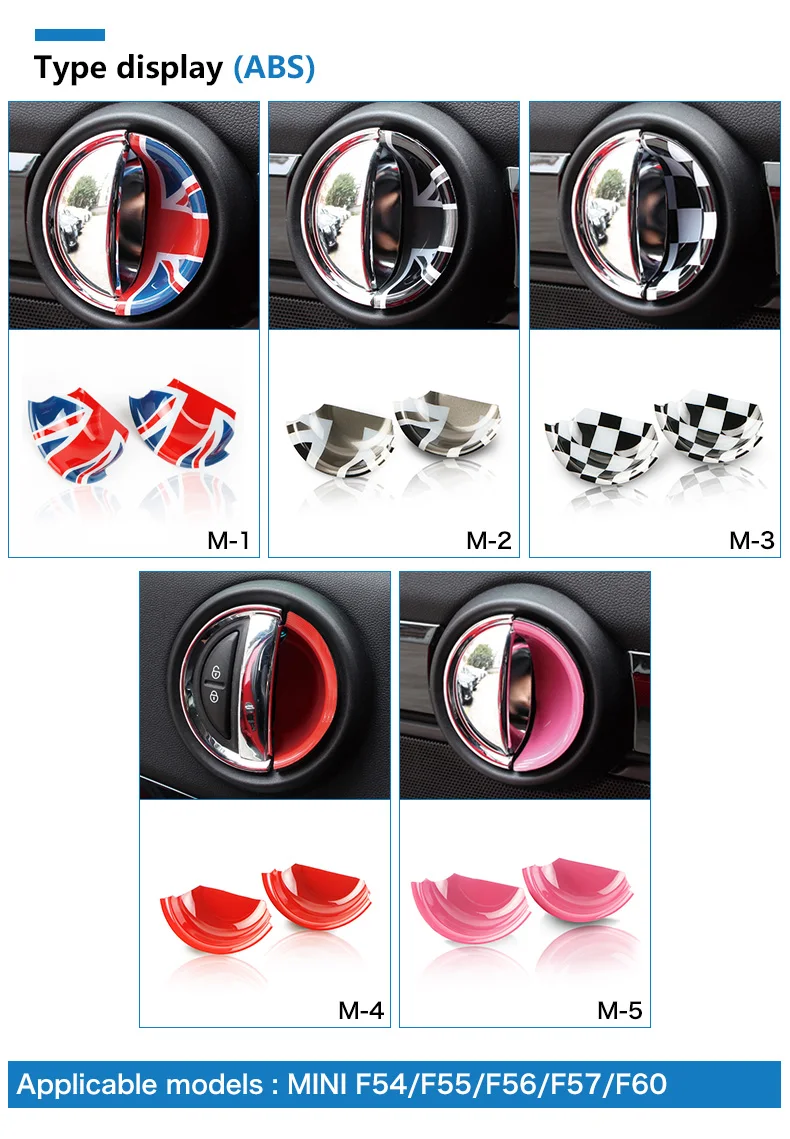 AMBERMILE 2 шт. ABS для Mini Cooper F55 Clubman F54 F56 JCW F57 Countryman F60 аксессуары Mini Cooper наклейка Дверная ручка Крышка