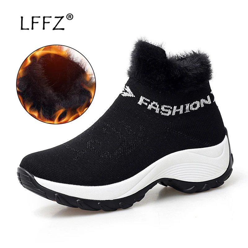 LFFZ/Новые модные зимние женские ботинки обувь большого размера 35 42 Теплые