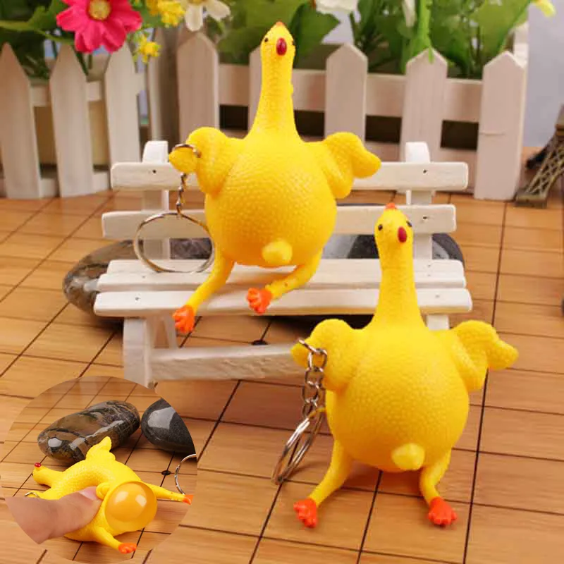 

Fool 's Day Gift Fashion Funny Lay Eggs Chicks Key Chains Students Commuters Joke 1pcs Decompression