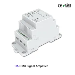 Да DMX512 усилитель сигнала контроллера DC5-24V DIN Rail СИД DMX усилитель 1CH вход 2ch выход для светодиодная полоска DMX усилитель сигнала