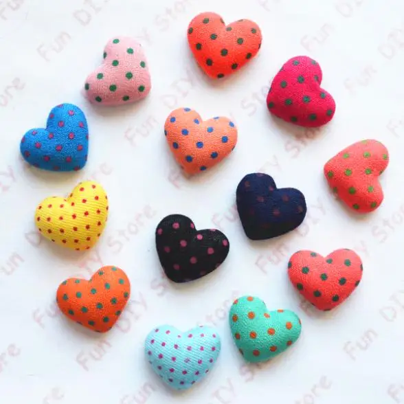 

17mm 50pcs/lot heart fabric covered button flat back for jewelry accessories free shipping