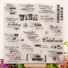 DIY decorative celebrate words scrapbooking silicone stamp wish birthday theme