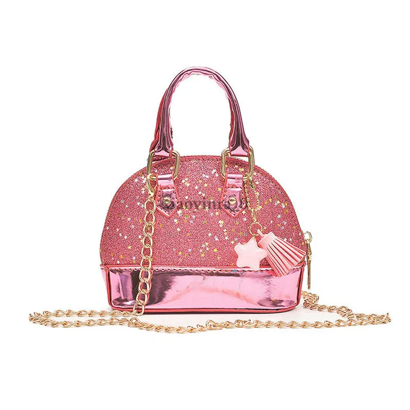 

New Cute Kids Sequins Bag Lovely Sequin Summer Shell Tidal Slant Crossbody Bag Princess Girl Single Messenger Shoulder Bag