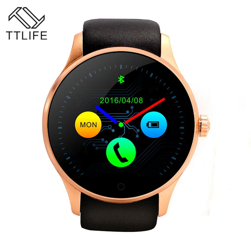 TTLIFE Brand Round Metal font b Smartwatch b font With SIM Card Heart Rate Monitor Montre
