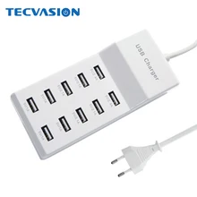 10 Портовое зарядное usb-устройство для планшета, штепсельная вилка европейского стандарта, 5 В, 2,4 А, настенное зарядное устройство, концентраторы для samsung, Xiaomi, huawei, планшетов, телефонный коврик, быстрая зарядка, 5 В, 1 А