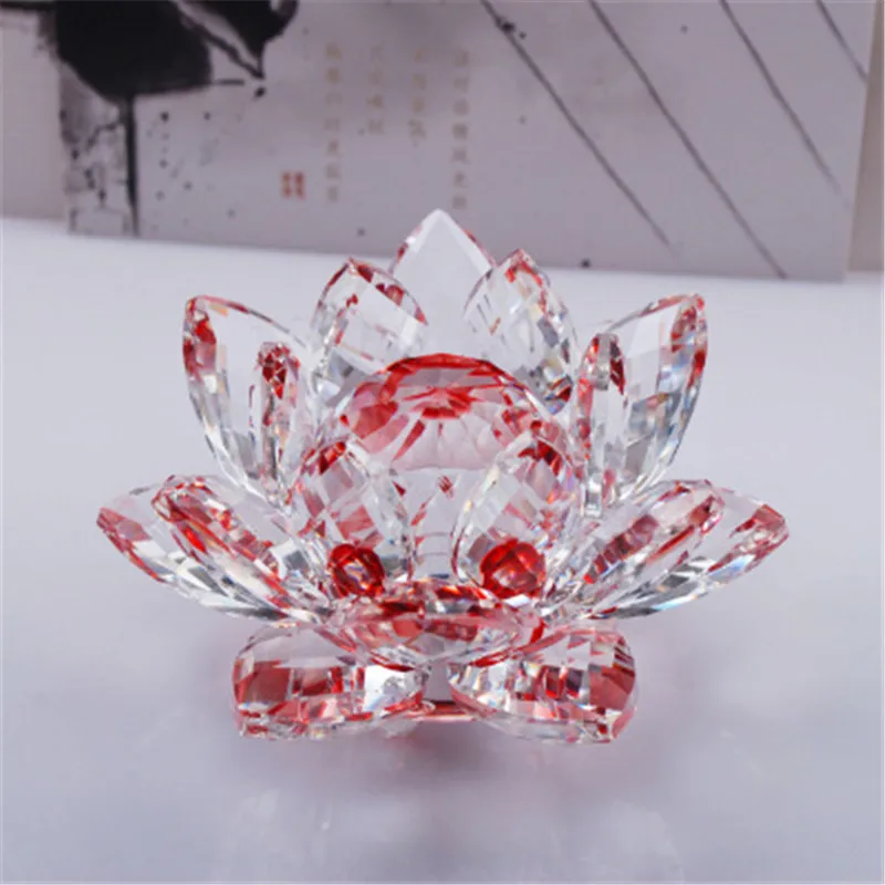 

Feng shui Quartz Crystal Lotus Flower Crafts Glass Paperweight Ornaments Figurines Home Wedding Party Decor Gifts Souvenir