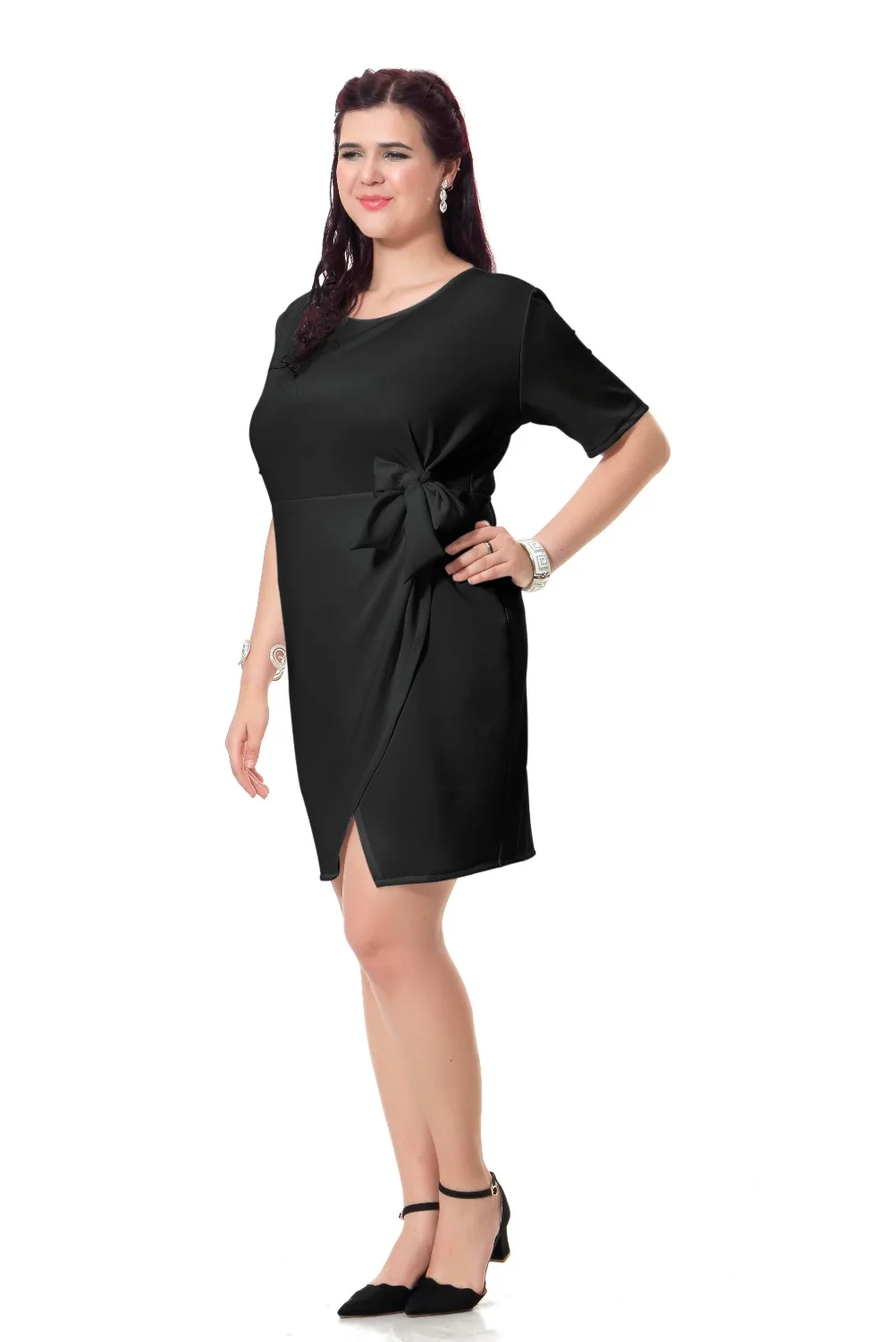 Buy 6 Colors Plus Size Pencil Dresses For Women Casual office work dress Knot