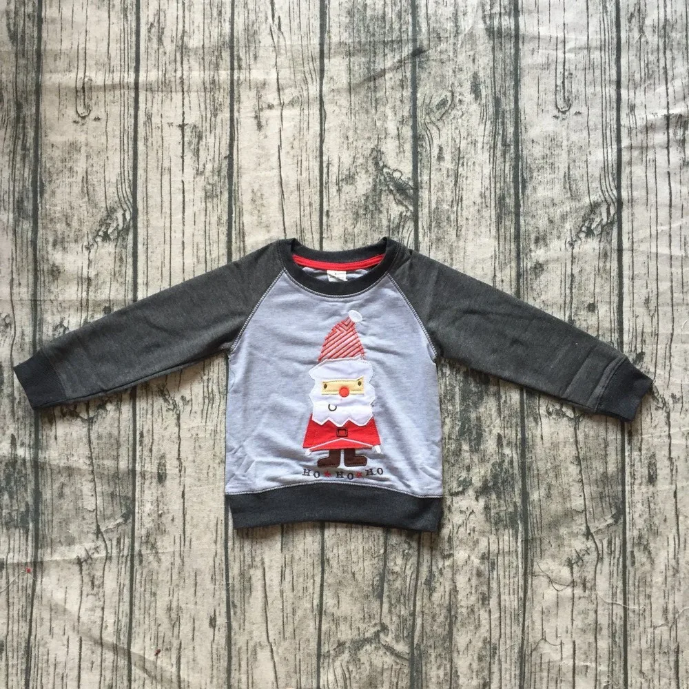 new Christmas Fall/winter baby boys children clothes boutique cotton top t-shirts raglans outfits light gray Santa long sleeve new Christmas Fall/winter baby boys children clothes boutique cotton top t-shirts raglans outfits light gray Santa long sleeve