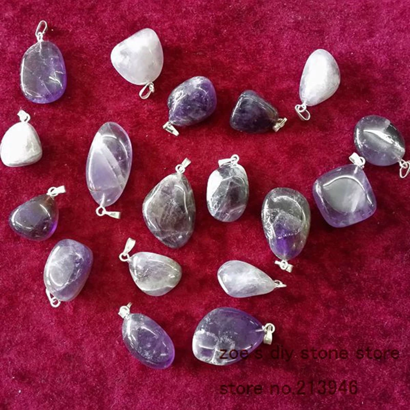 

10-20MM 25Pcs Purple Quartz 100% Natural Semi-precious Stone Jewelry Necklace Pendants