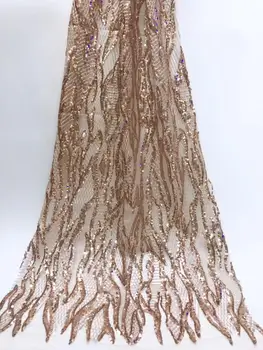 

Free shipping New Arrival High Quality African Organza Lace Fabric 2019 Nigerian French Sequins Lace Fabric For Dress JYJUL133