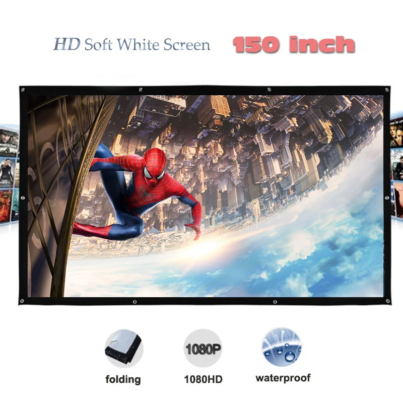 

Yovanxer 150 inches High Brightness Projector Screen pantalla proyeccion HD Portable Projection Screens fast free shipping