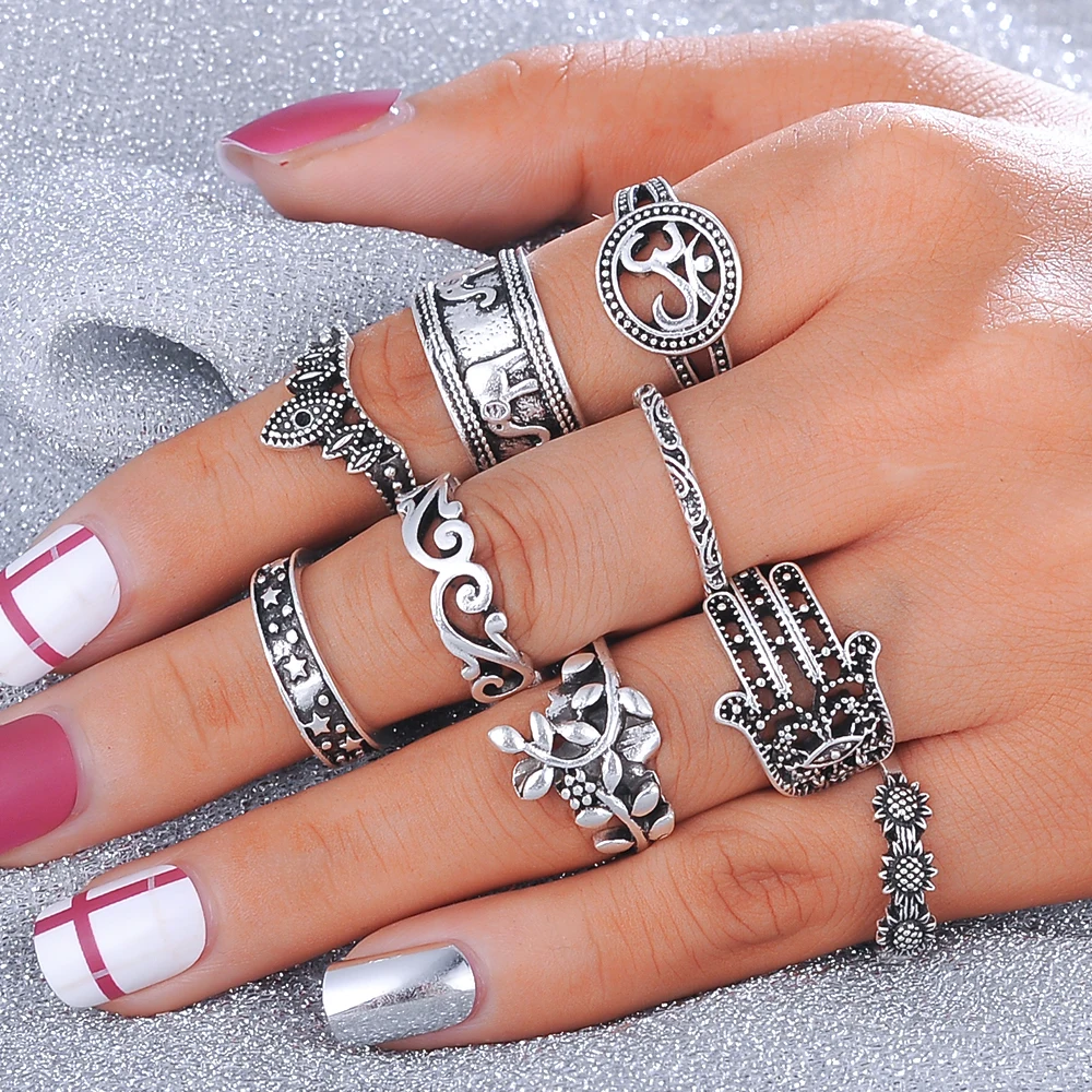 LZESHINE Vintage Knuckle Ring Set for Women Fashion Anel Aneis Bague