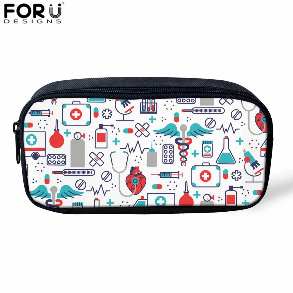 

FORUDESIGNS Women Makeup Bag Kids Girls Pencil Cases School Nurse Print Pencil Bag Teenagers Office School Supplies Cosmetic Bag
