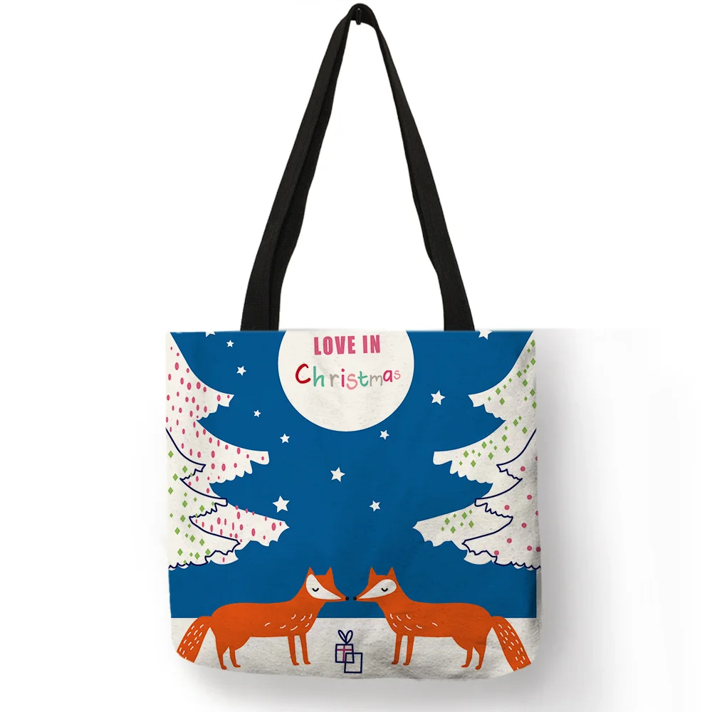

Excellent Christmas Festival Decor Women Girl Shoulder Bag Anime Cat Printed Tote Bag Daily Practical Folding Travel Handbag