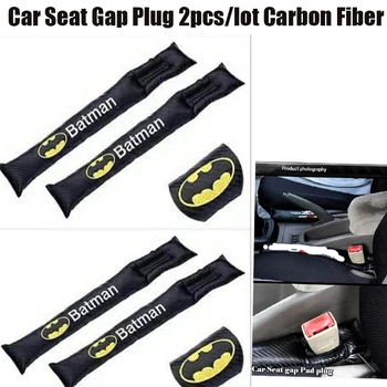 

For Batman Logo Auto Emblem Badge Car Seat Gaps Plug 2pcs/set Carbon pu Car Seat Crevice Inserts Protective Padding covers