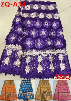 

5yard latest african laces african french lace fabric with cord lace for wedding dress african lace fabric with stone ZQ-A14