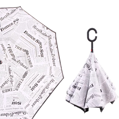 Складной обратный зонтик двойной слой перевернутый ветрозащитный дождь автомобиля зонты для женщин S1006 - Цвет: baibaozi