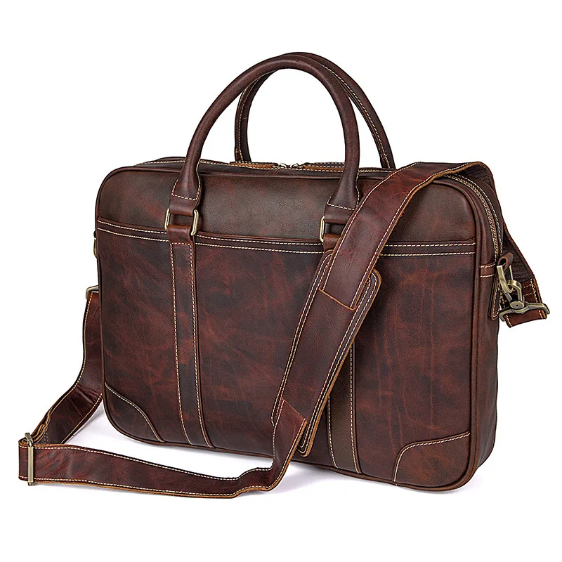 Из натуральной кожи мужская сумка 15-дюймовый компьютер мешок бизнес-Плечи сумка лапоть Мужские Портфели