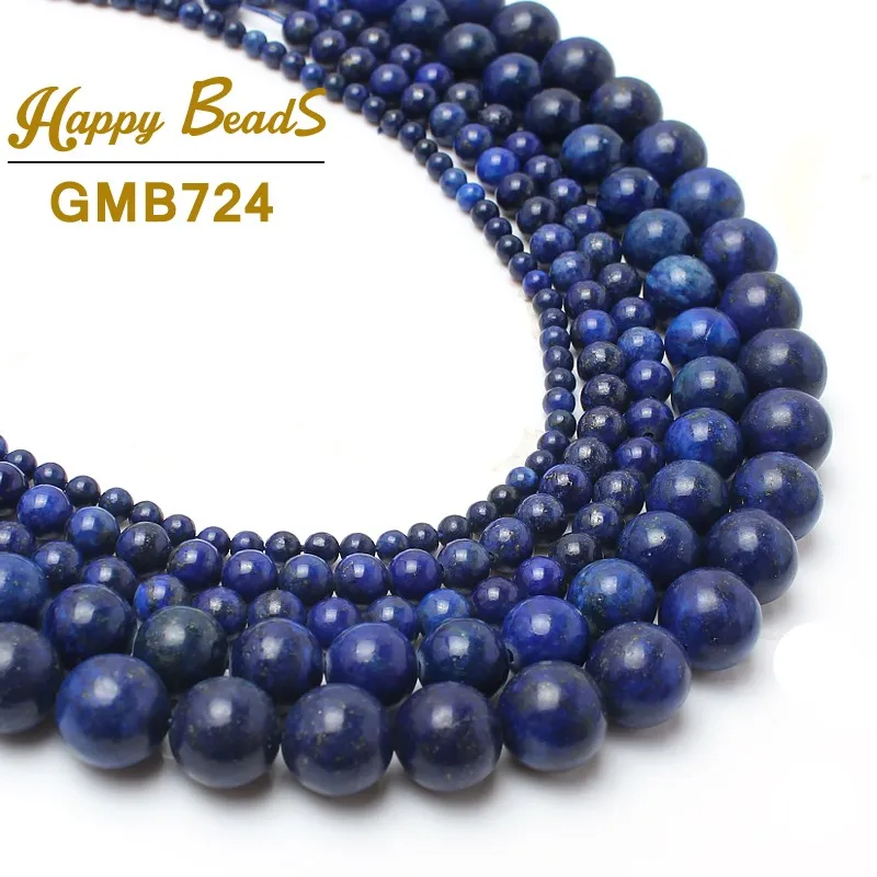 

Natural Stone Lapis Lazuli Beads Round Loose Spacer Bead 15.5" Strand 4 6 8 10 12 14mm Pick Size For Jewelry Making DIY Bracelet