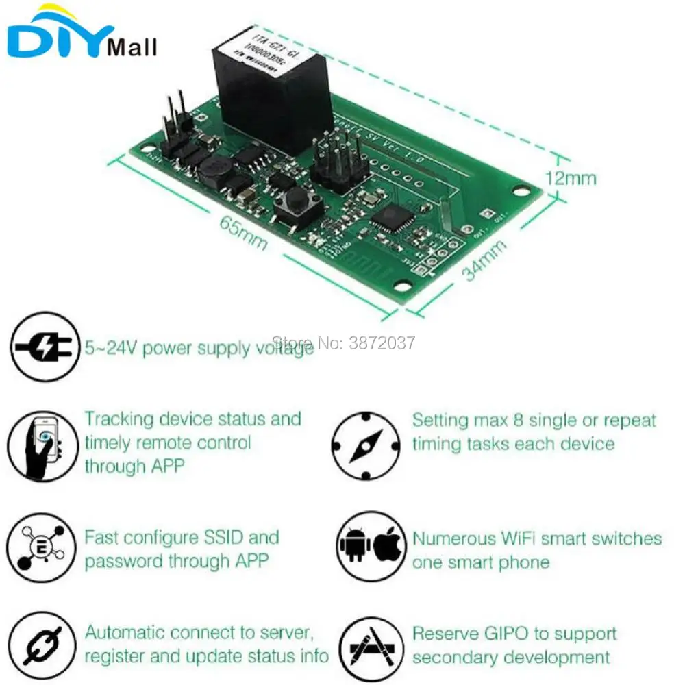 Sonoff SV безопасное напряжение Wifi беспроводной переключатель модуль автоматизации умного дома DC 5-24 В поддержка вторичного развития для IOS Android