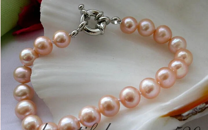 

z2208 8" 11mm pink round freshwater pearl bracelet bangle @^Noble style Natural Fine jewe SHIPPING new >>free shipping