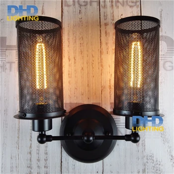 

Retro Industrial wall lamp double heads Black adjustable Iron Wall Sconce Corridor Wall Lamp Wall Light