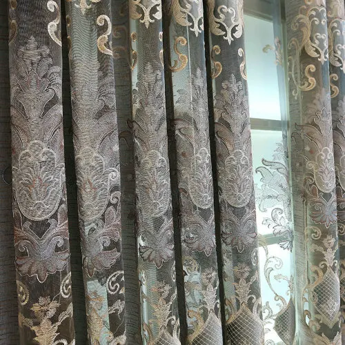 Высококачественная современная роскошная Европейская БАЛДАХИНА с цветочным рисунком, занавеска s, ткань для гостиной, спальни, оконная занавеска, вышитый тюль - Цвет: Curtain