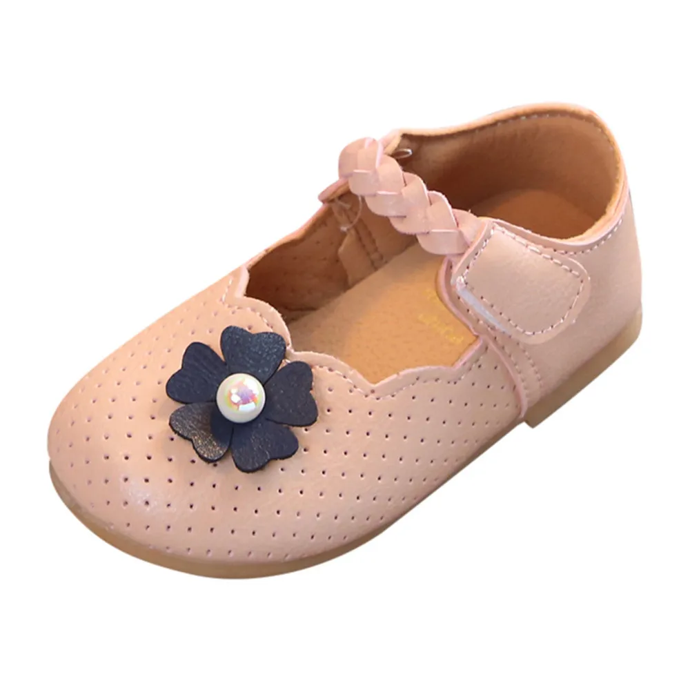 TELOTUNY/детская обувь для маленьких девочек; тонкие туфли с жемчужинами и цветами; обувь принцессы на мягкой подошве; Повседневная нескользящая обувь из искусственной кожи для девочек