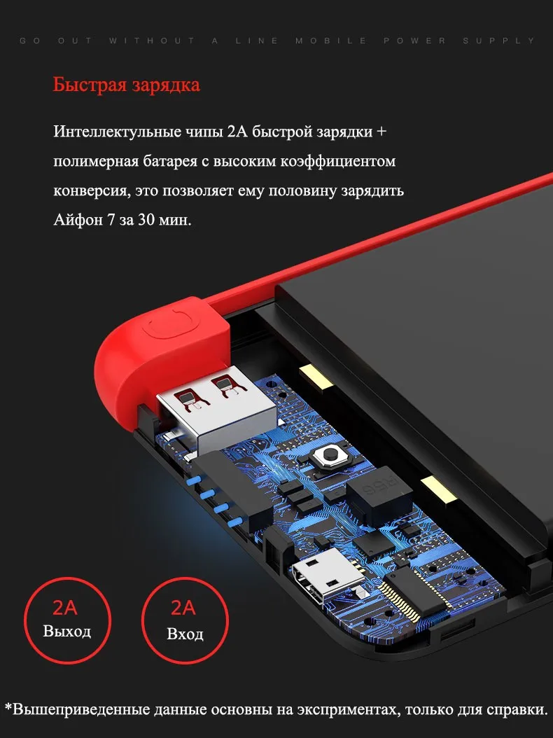 Yoobao S10K 1000mAh внешний аккумулятор со встроенным сьёмным кабелем повербанк с двойным входом портативное зарядное устройство для телефонов ультратонкий пауэр банк для телефонов