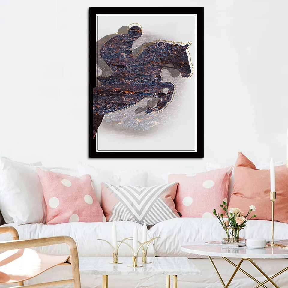 مجردة رذاذ اللوحة جدار الفن يطبع المائية الرئيسية الشمال الرياضة سباق الخيل ديكور قماش الصور وحدات المشارك ل هدية