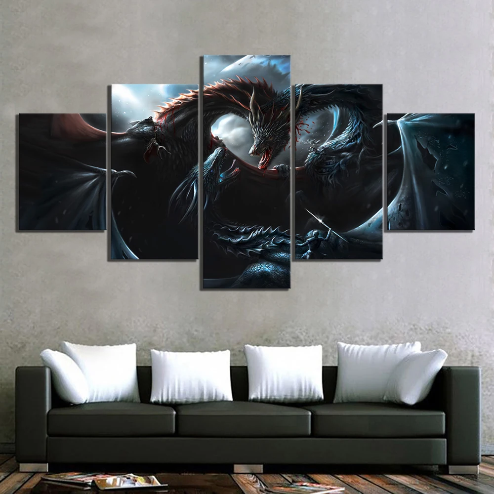 5-Piece-Wall-Art-Dragon-Pictures-Game-of-Thrones-8-Movie-Poster-Paintings-A-Song-of (2)