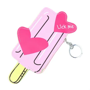 

Teenage Pink Girls Women Leather Icecream Bottle Wallet Cute Printed Small Pendant Coin Purse Zipper Pocket Bag 2019 Handbag