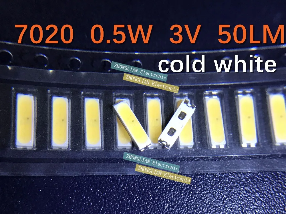 1000 шт./лот LED 7020 smd бусинами ЖК-дисплей ТВ подсветка дисплея 0.5w3v холодный белый яркий 50lm Корея