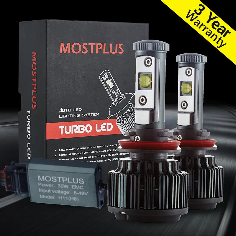 

MOSTPLUS 7600LM 60W LED headlight Kit H8 H9 H11 Low beam 6000K bulbs Pair