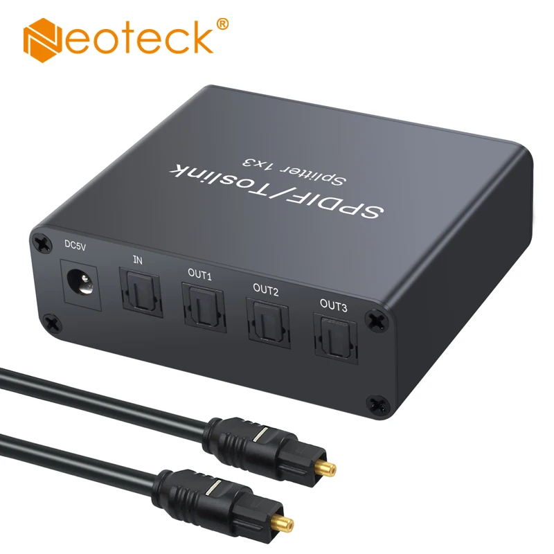  Neoteck 3 Port Toslink Digital Audio Splitter 1 In 3 Out Audio Splitter with Optical Cable for PS3 