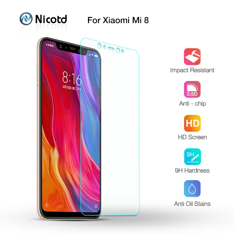 

9H Screen Protector For Xiaomi Mi 8 Screen Protective Film For Xiaomi Mi 8 Anti-fingerprint Glass Tempered Glass Film 2.5D