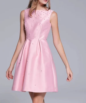 

Luxury Beaded Women Dress Fashion Solid Sleeveless Mini A-Line Dresses AK8629