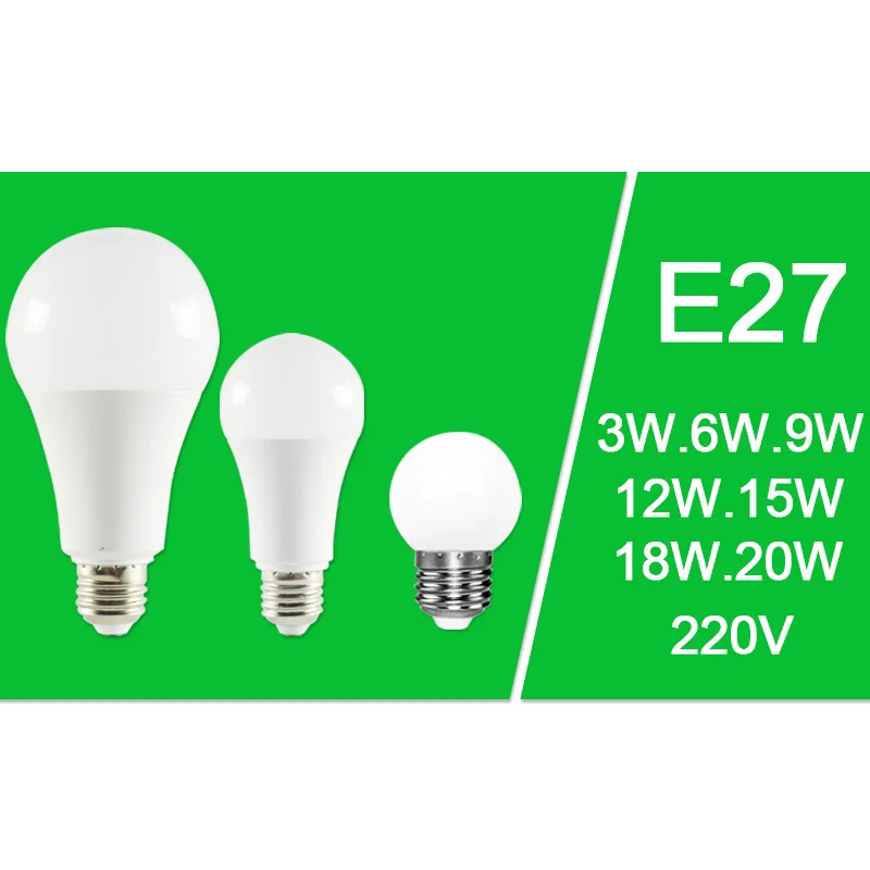 = K) = 10 шт. светодиодный лампы с регулируемой яркостью лампы E27 E14 AC220V 240V светильник лампа реального Мощность 20 Вт 18 Вт 15 Вт 12 Вт 9 Вт 5 Вт 3 Вт лампада светодиодный Bombilla - Испускаемый цвет: E27  220V