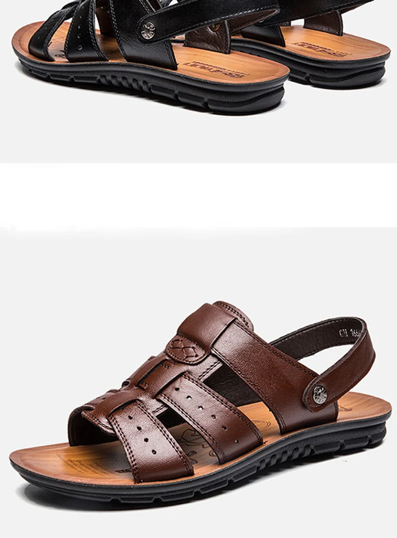 Мужские сандалии новые летние кожаные пляжные прогулочные сандалии для мужчин модные брендовые уличные мужские повседневные туфли большие размеры 38-47 614