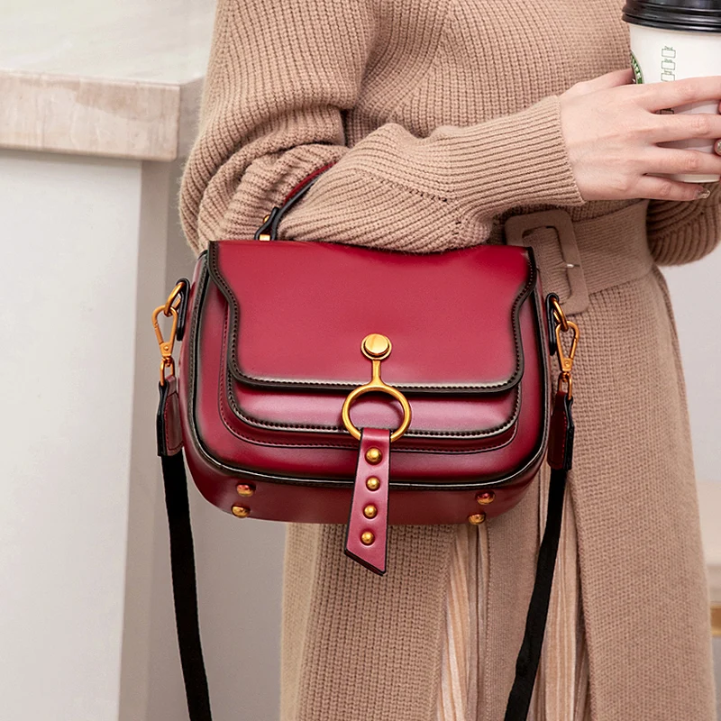 

WOONAM Women Fashion Handbag Genuine Calf Leather Small Satchel Cross-body Shoulder Handbag WB747