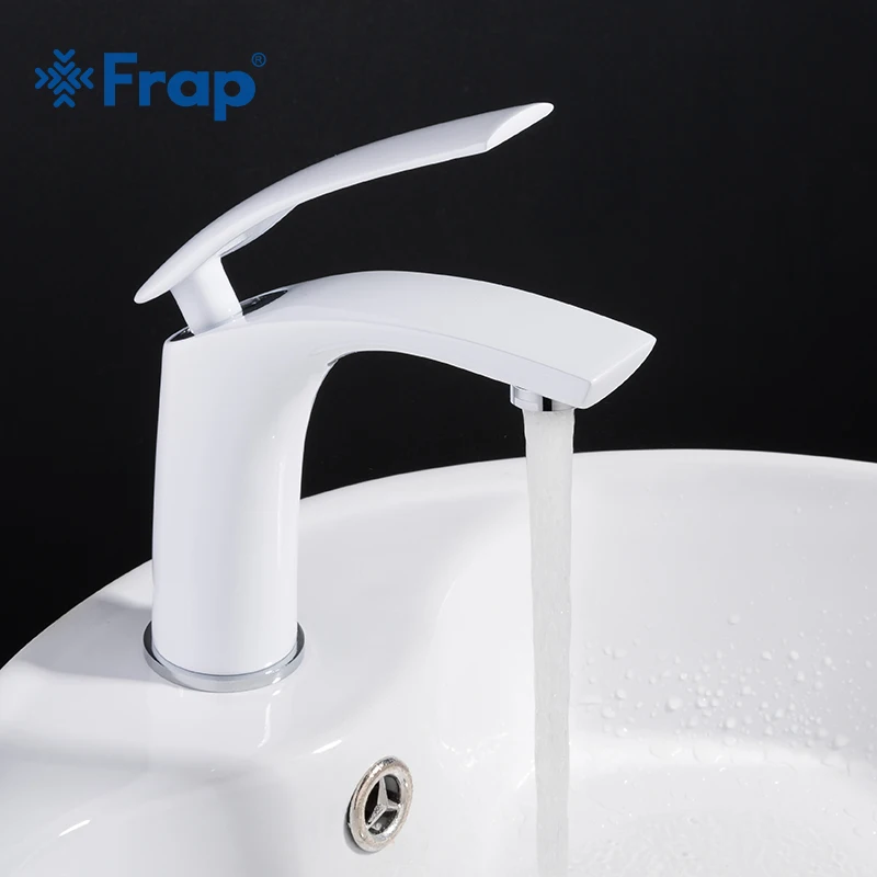 Günstige Frap Neue Waschbecken Wasserhahn Wasserhahn Bad Wasserhahn Solide Weiß Messing Cold   Hot Wasser Einzigen Handgriff Wasser Waschbecken Tap mixer Y10044