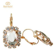 Navachi Овальный ясно, кубический циркон желтый кристалл Серьги-кольца smt1704